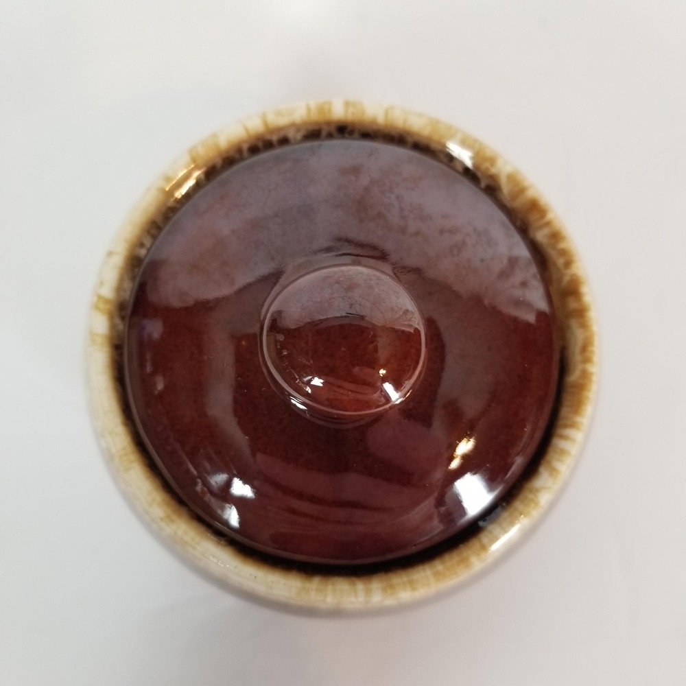 McCoy Pottery Sugar Bowl with Lid Brown Drip Glaze Vintage Ceramic Cabin Rustic - Picture 4 of 9